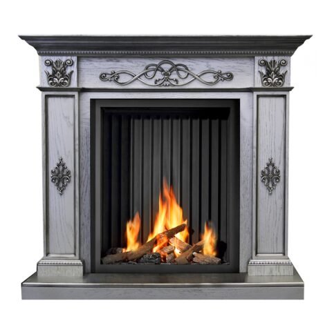 Silver Wooden Fireplace