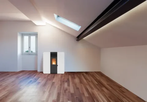Estufa de pellets Diva de 9 kW en color blanco