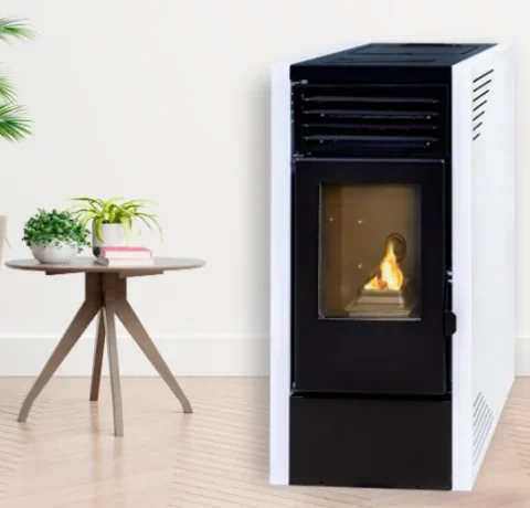 Estufa de pellets Diva de 9 kW en color blanco